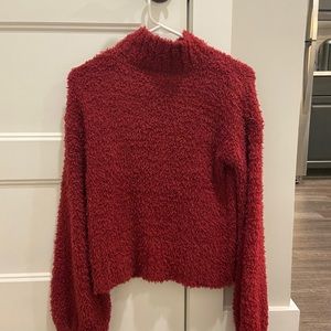 Red fuzzy sweater!